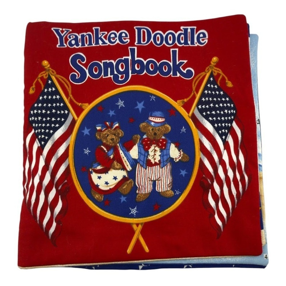 Vintage Cranston Yankee Doodle Songbook Cloth Fabric Book Teddy Bears Americana
